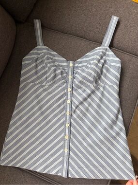 Calvin Klein Blue Striped Cotton Tank Top